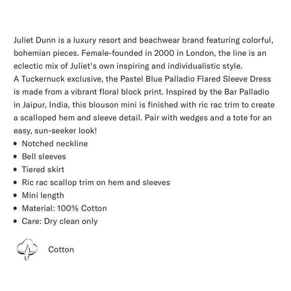 Juliet Dunn Exclusive Pastel Blue Palladio Flared Sleeve Dress NWT Small - Picture 7 of 9